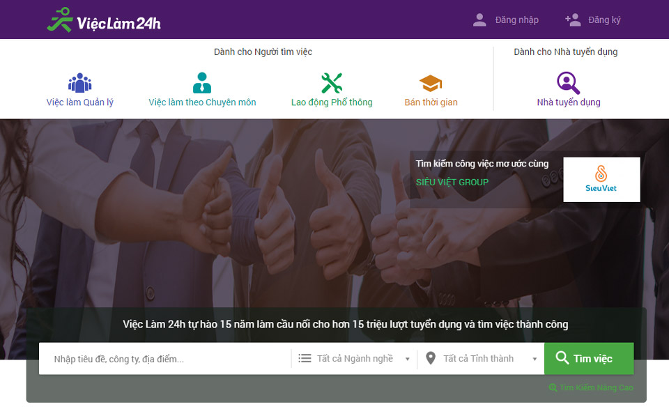 Vieclam24h.com là một trang web nằm trong quyền quản lý của Công ty Cổ phần Nguồn nhân lực siêu Việt
