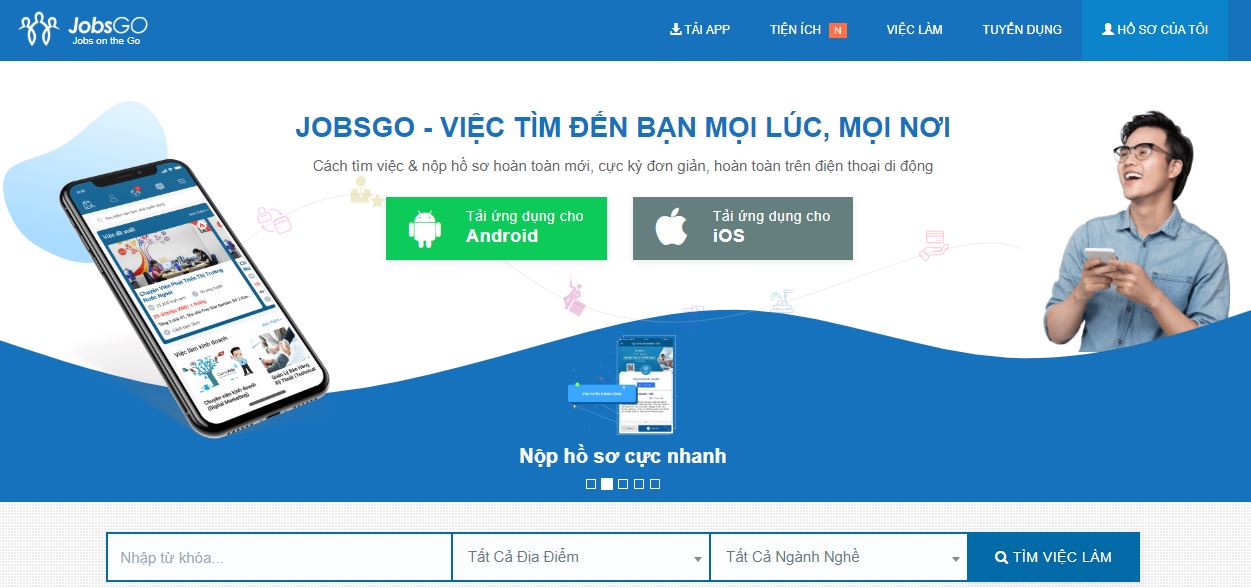 Jobsgo.vn - Cách tìm việc & nộp hồ sơ hoàn toàn mới, cực kỳ đơn giản, hoàn toàn trên điện thoại di động