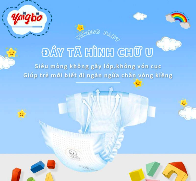 Yingbo có thiết kế đáy tã hình chữ U và đường thun quanh eo và đùi bé mềm mại co dãn 360