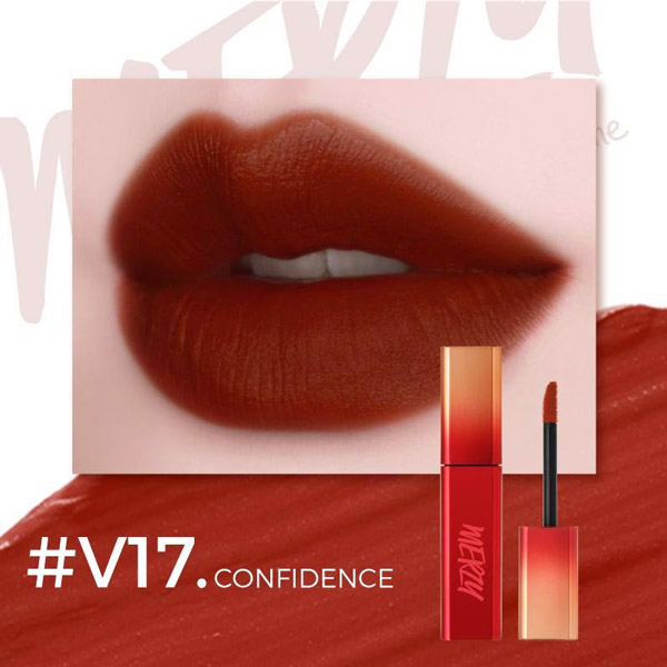 V17. Confidence của Merzy cũng là màu son đỏ đất làm say đắm nhiều cô nàng yêu son Hàn
