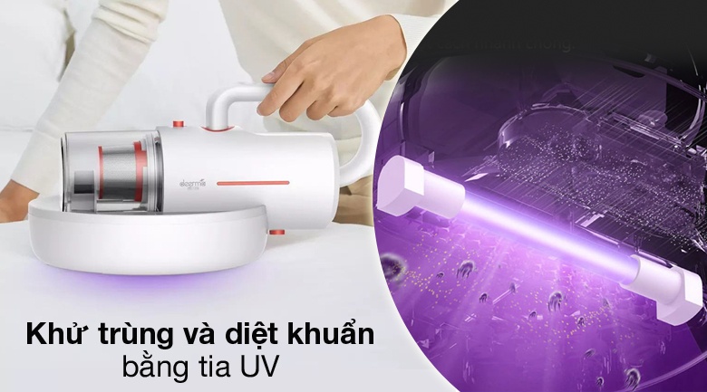 Máy hút bụi đệm giường Deerma CM1900 khử trùng và diệt khuẩn bằng tia UV