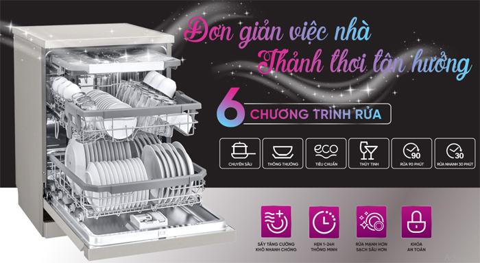 Máy rửa bát với nhiều chương trình rửa, giúp cuộc sống thêm tiện nghi